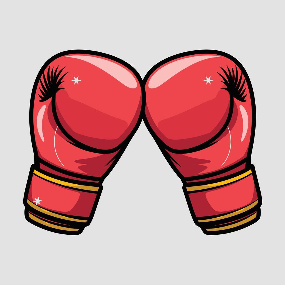 Facing Red Boxing Gloves with Golden Accents and Stars vector