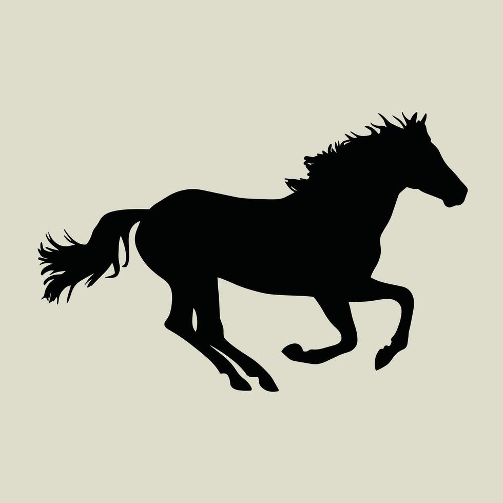 Elegant Black Silhouette of a Running Horse vector