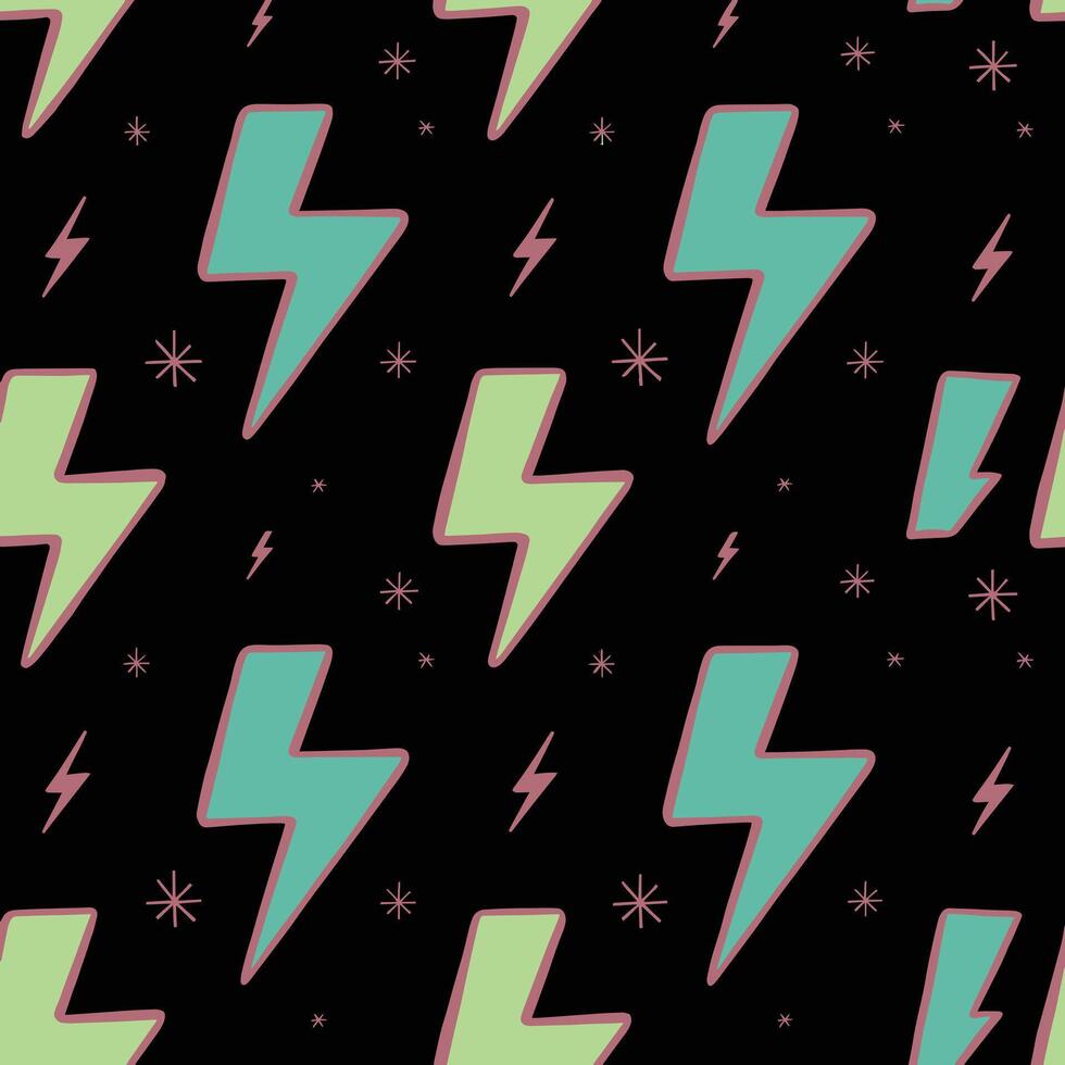 Retro Lightning Bolt Pattern in Teal and Green vector