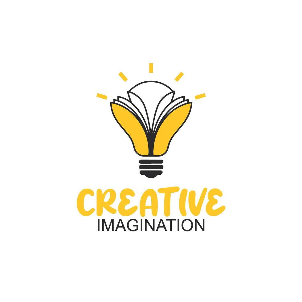 Conceptual Lightbulb with Open Book and Creative Imagination Text vector