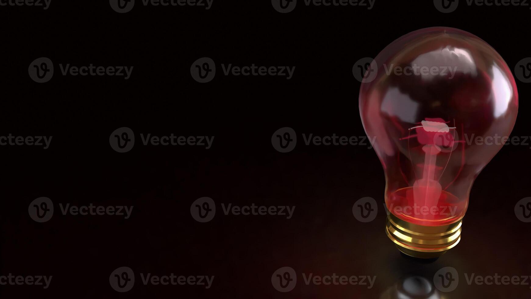 The Red light bulb or education or Idea concept 3d Rendering. photo