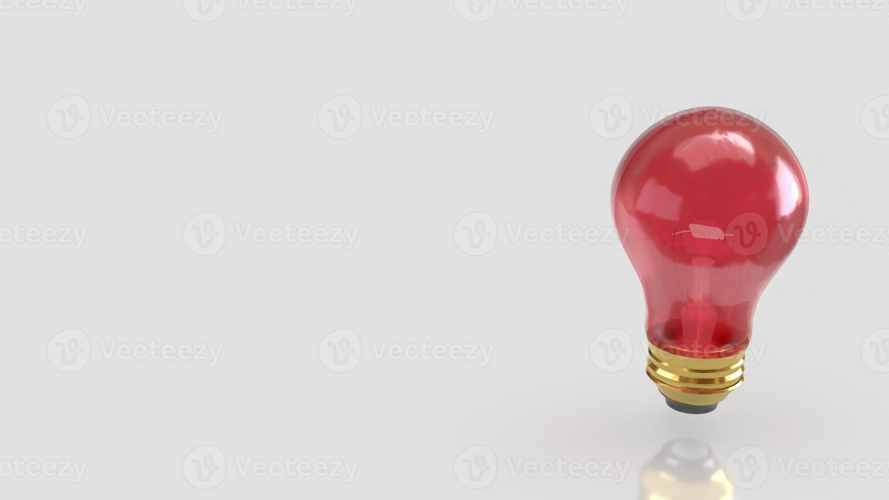Red light bulb or education or Idea concept 3d Rendering. photo