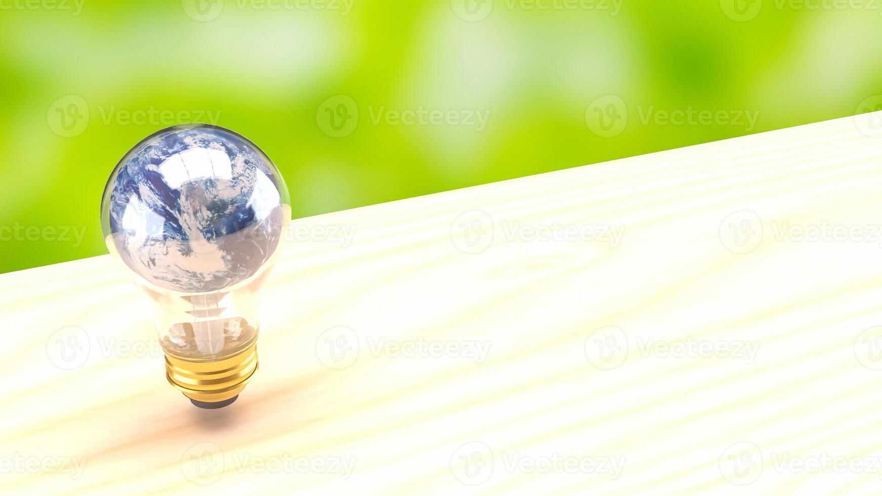 Earth in Light bulb on black background fo Eco or energy concept 3d Rendering. photo