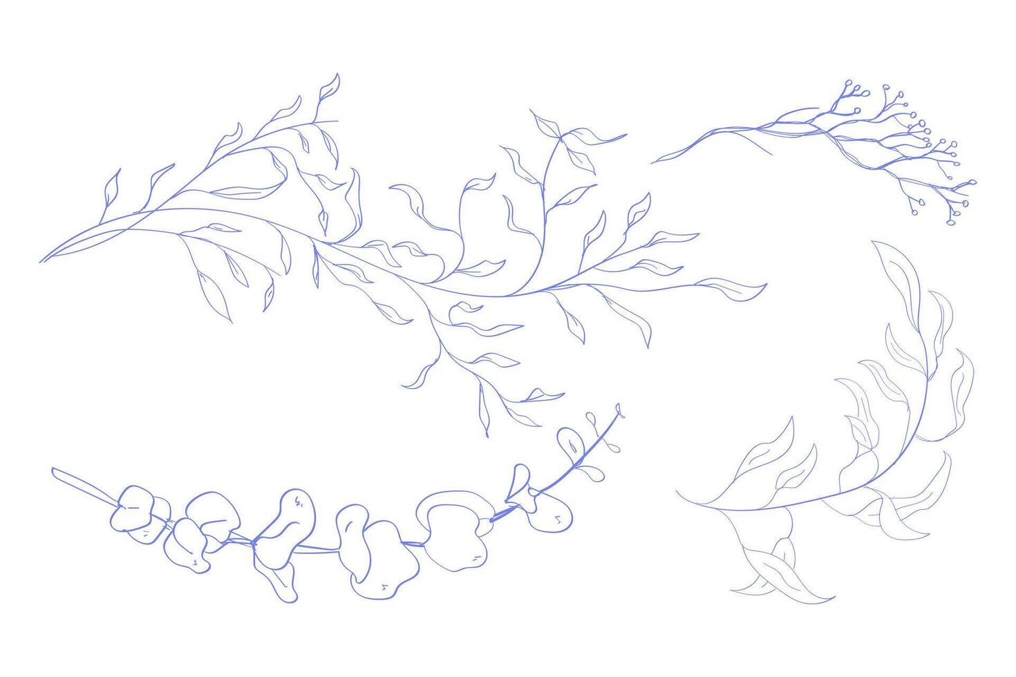 Floral branch monogram with elegant leaves Botanical rustic trendy greenery vector