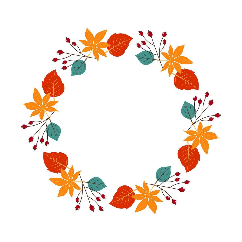 Autumn wreath with autumn elements vector