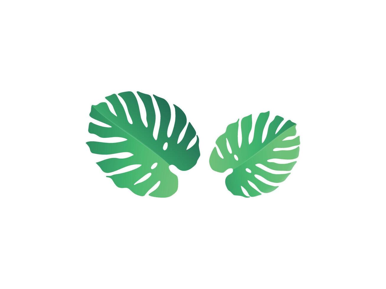 Watercolor Tropical Leaves silhouettes isolated on white background leaves The green leaves vector