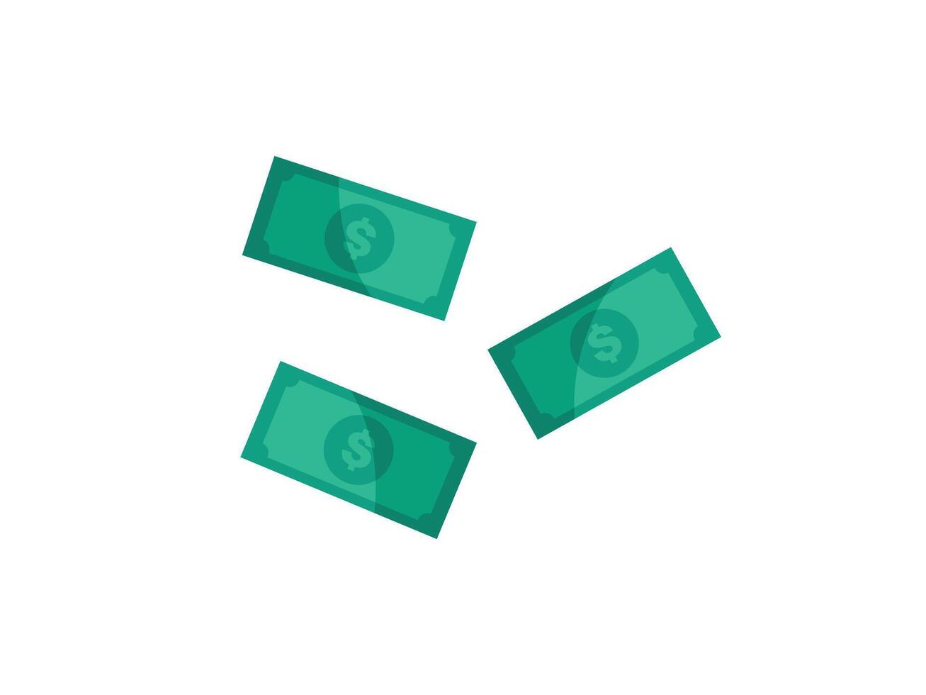 Falling American USD Dollar Bills in Various Positions Isolated on White Background vector