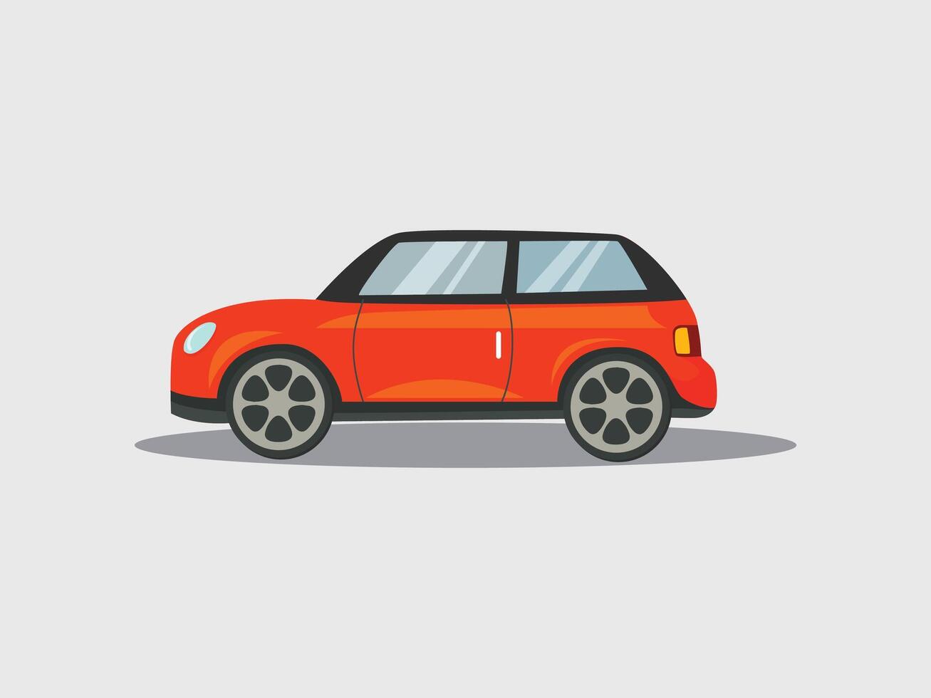 Car flat illustration of a happy young man driver sitting rides in his red car. Design concept of buy a new car vector