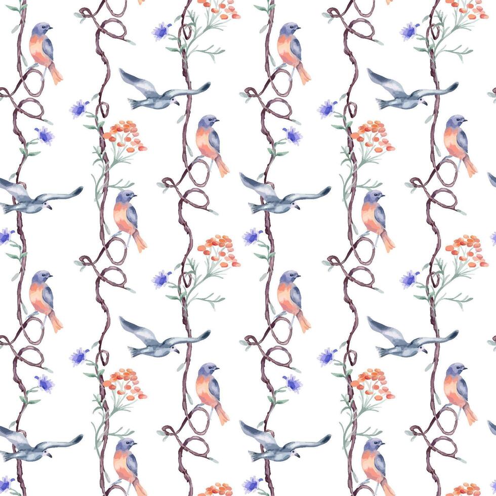 bird and floral pattern vector