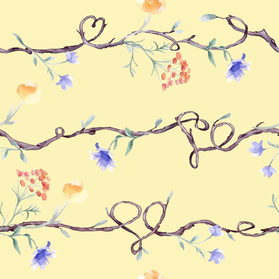 Floral pattern with vines and twigs vector