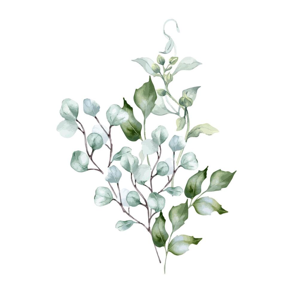 Watercolor greenery illustration vector