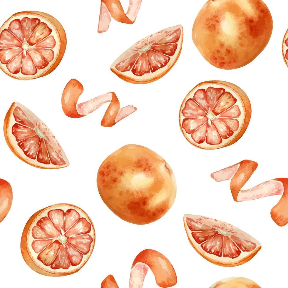 Pattern of orange slices and peels vector