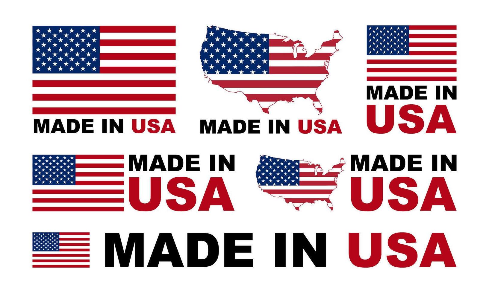 Made in USA badges and emblems.United state of America. of set collection illustrations. vector
