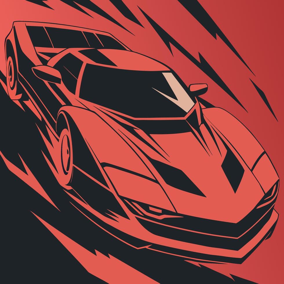 Red Sports Car Speeding, Dynamic Illustration vector