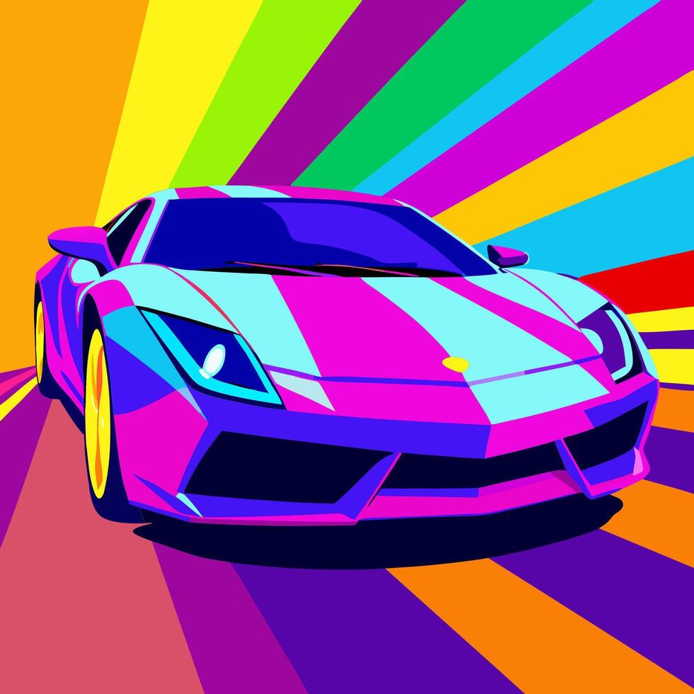 Vibrant Pop Art Lamborghini Colorful Sports Car vector