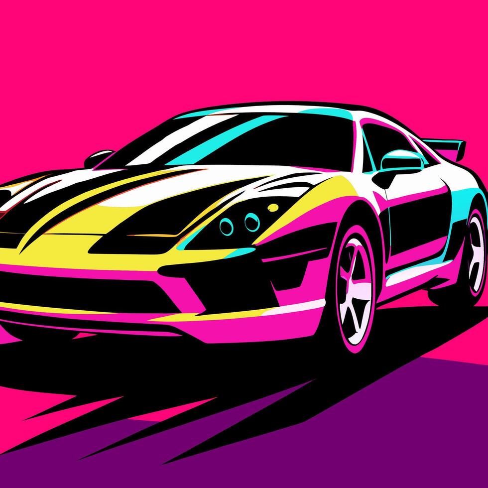 Neon Sports Car Colorful Abstract Illustration vector