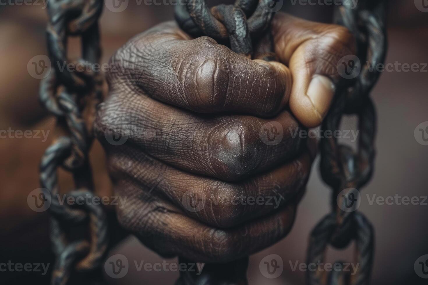 A man's hand is holding onto a chain photo