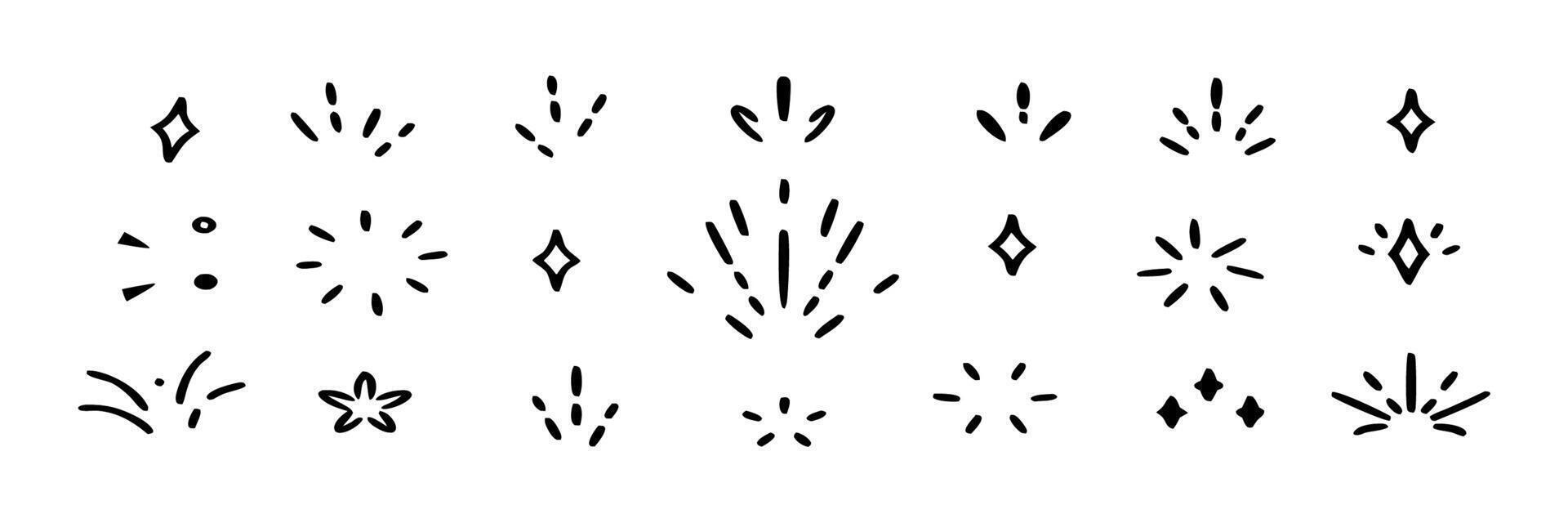 Hand drawn Sparkles and Burst Icons 20 Design Elements vector
