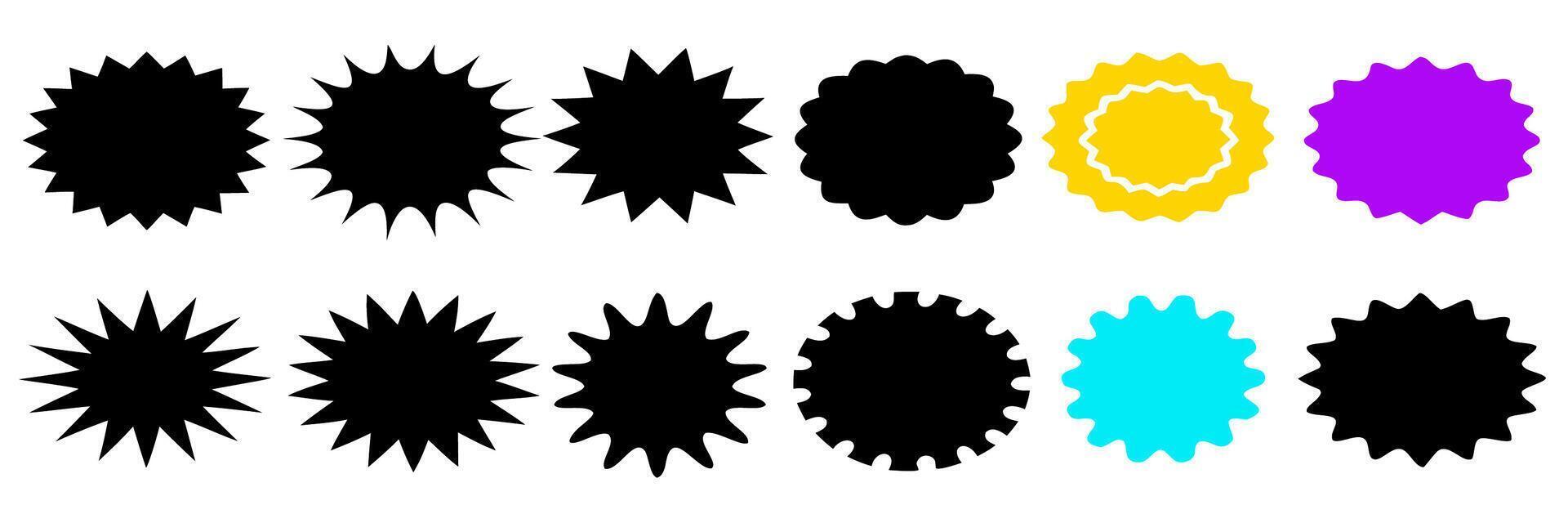 Set of Colorful Starburst and Circle Shapes Design Elements for Branding vector