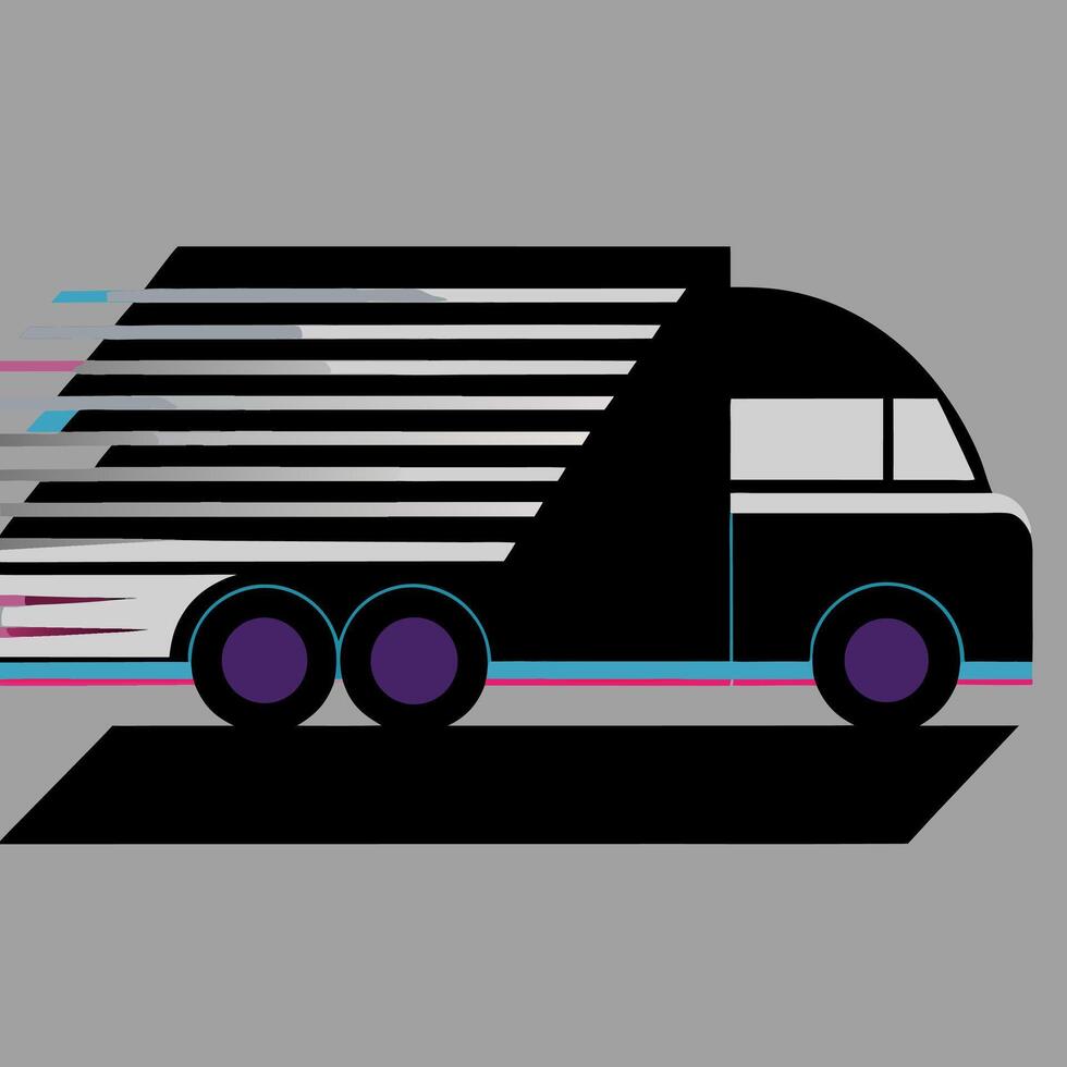 Fast Delivery Truck Icon Black Delivery Van in Motion vector