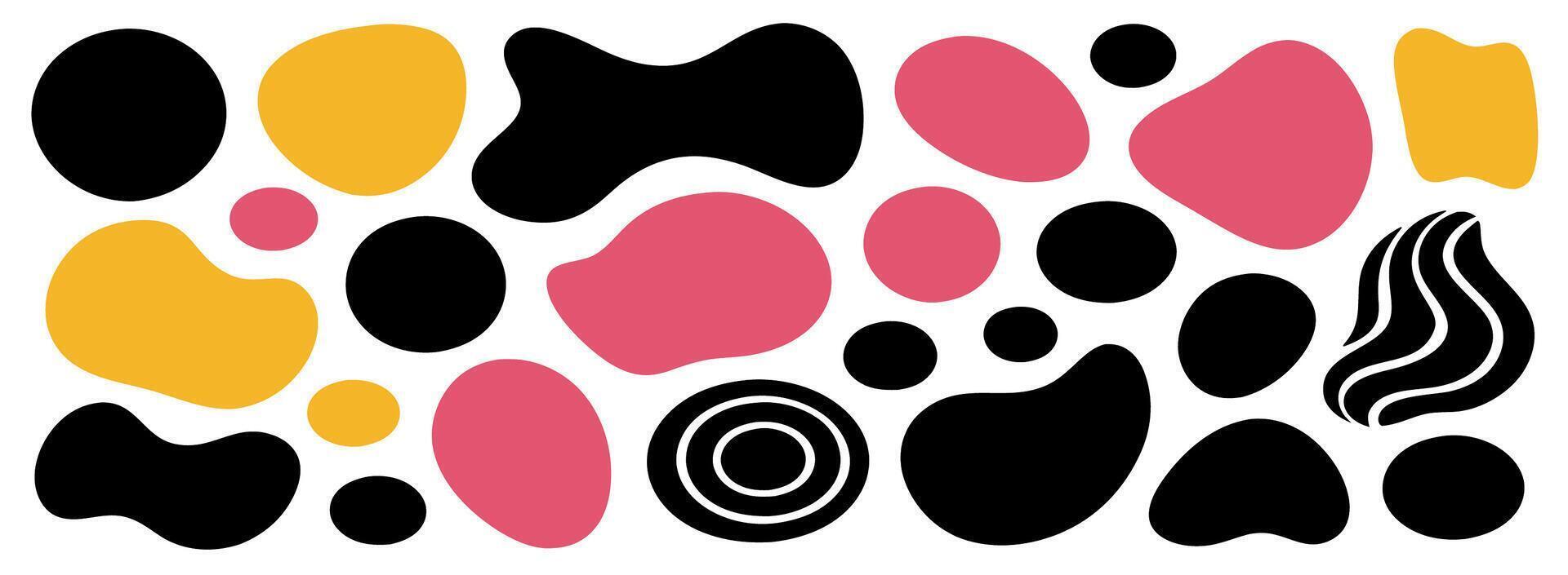 Abstract Shapes Background Pink, Black, Yellow Organic Forms vector