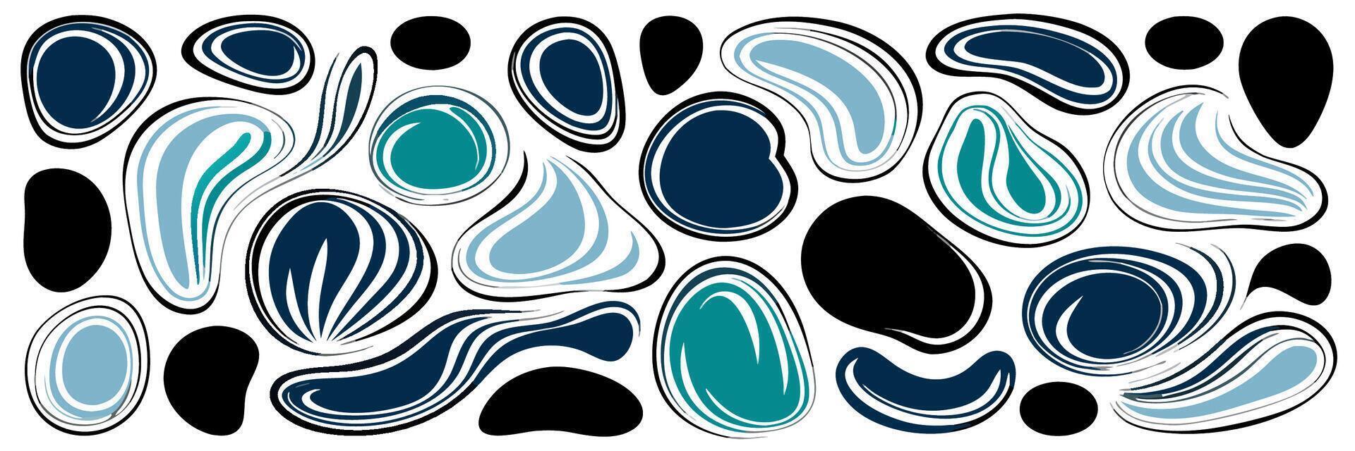 Abstract Blue Teal Black Swirl Shapes Pattern Background vector