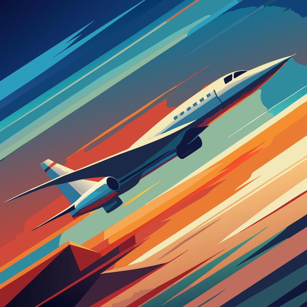 Supersonic Jet Plane in Flight, Abstract Art vector