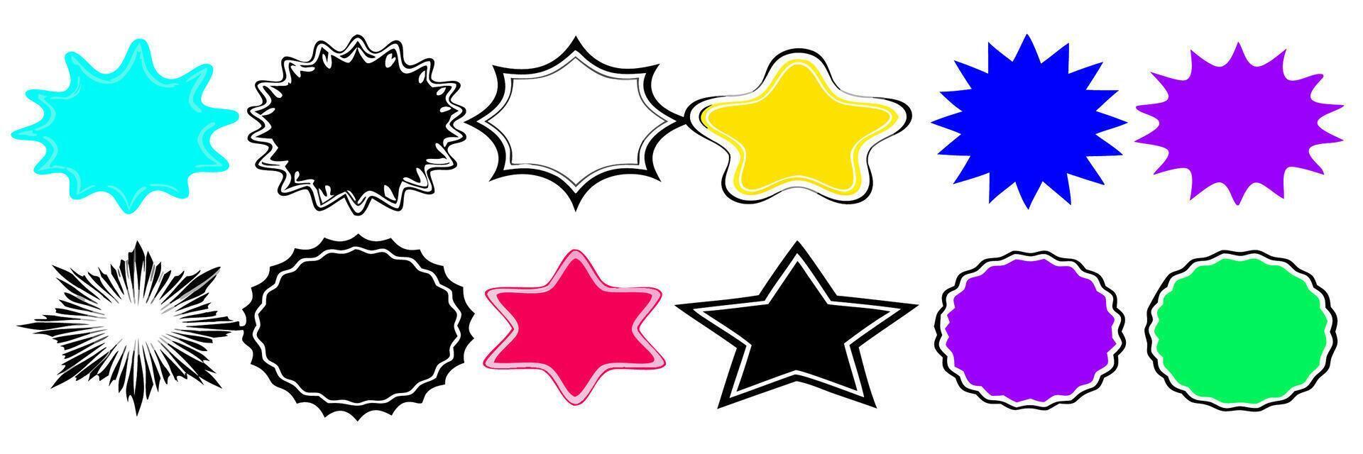 Collection of Colorful Starburst and Badge Shapes vector