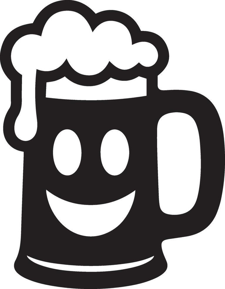 Happy Frothy beer mug silhouette icon with a smiling face vector