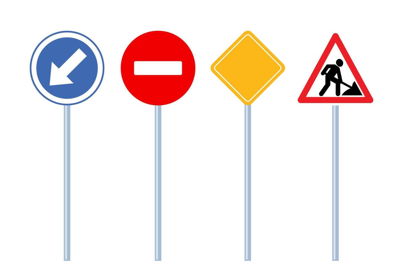 Road signs. Traffic signs on white background. Road traffic safety. illustration. vector