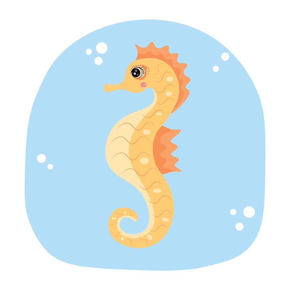 Sea horse yellow. Illustration for printing, backgrounds, covers and packaging. Image can be used for greeting cards, posters, stickers and textile. Isolated on white background. vector