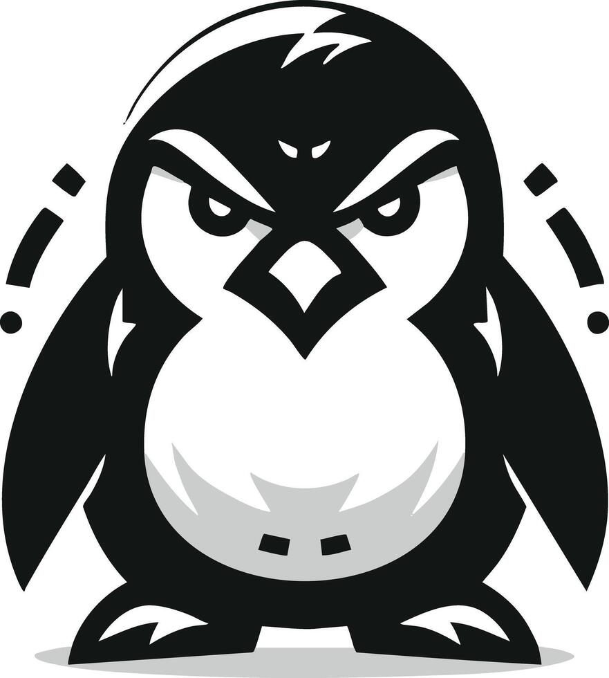 Angry Penguin Mascot with Intense Expression and Dramatic Aura vector