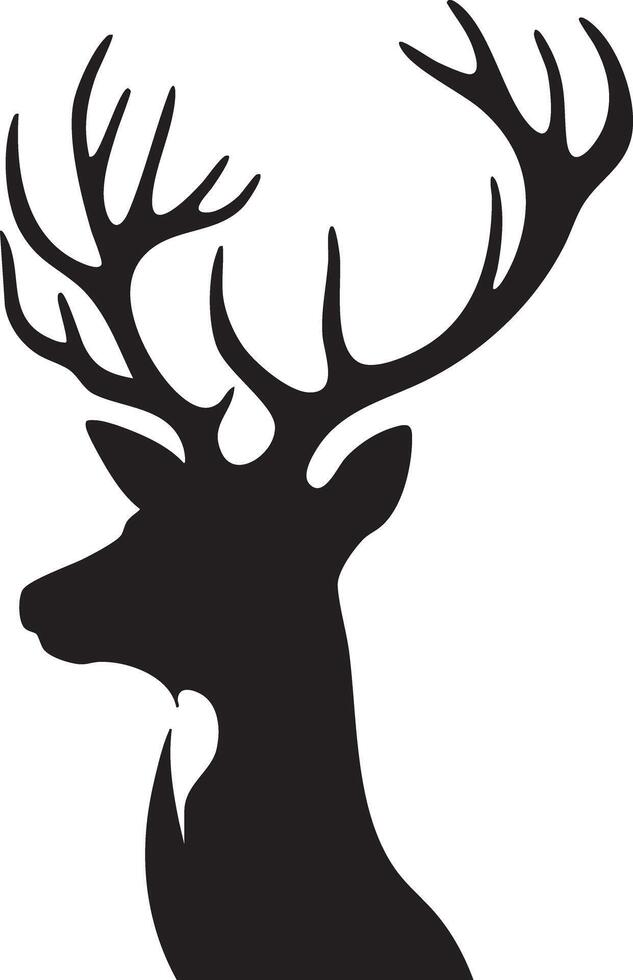 Majestic Deer Silhouette Head Antlers Graphic Design Element vector