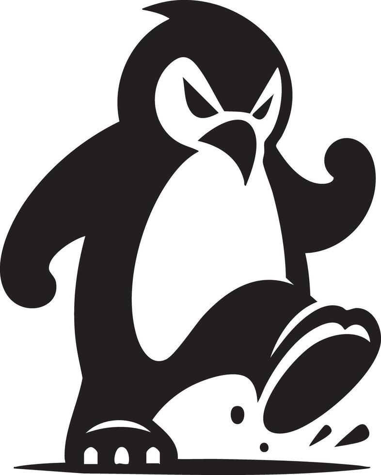 Angry Penguin Marching Fiercely With Determined Expression and Splash vector