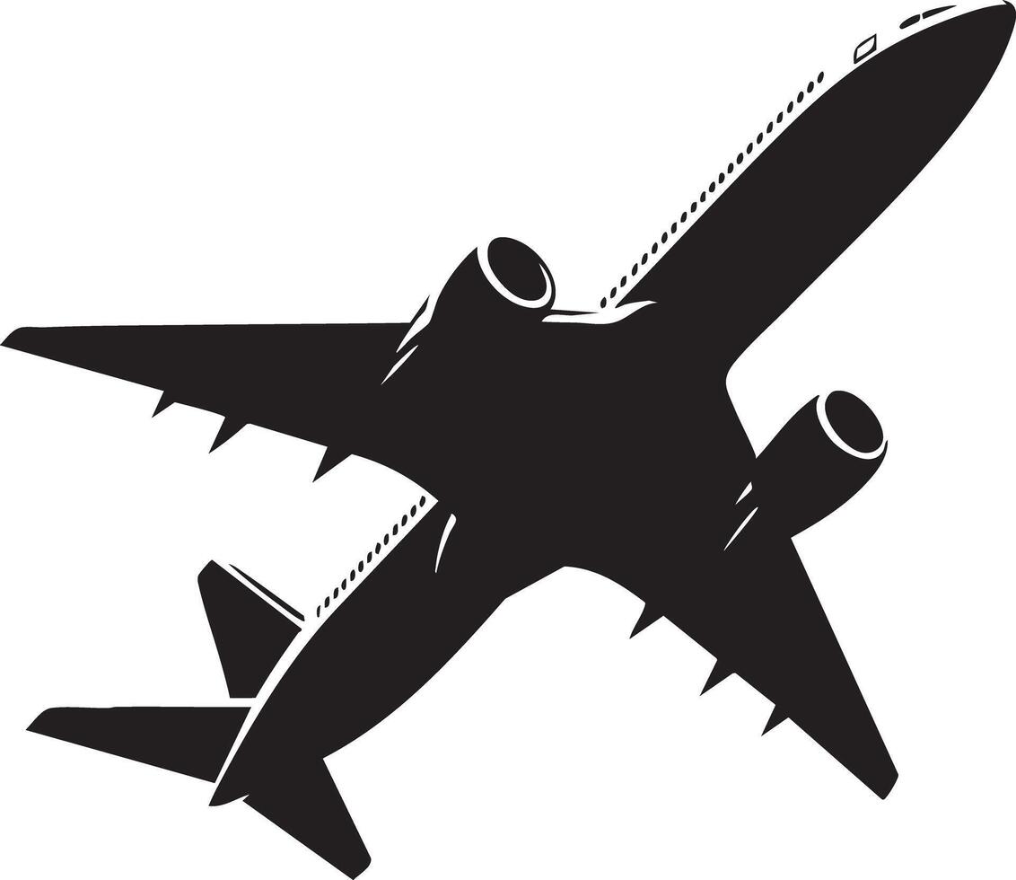 Silhouette of a Modern Jet Airplane in Flight Overhead View vector