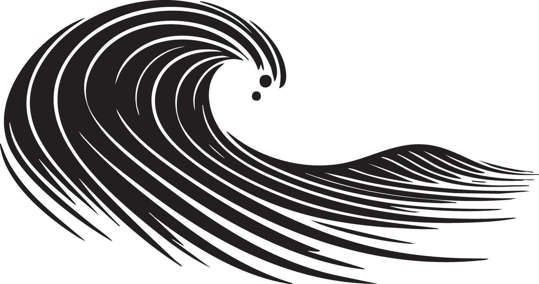 Stylized Black Wave Illustration for Dynamic Ocean Theme Designs vector