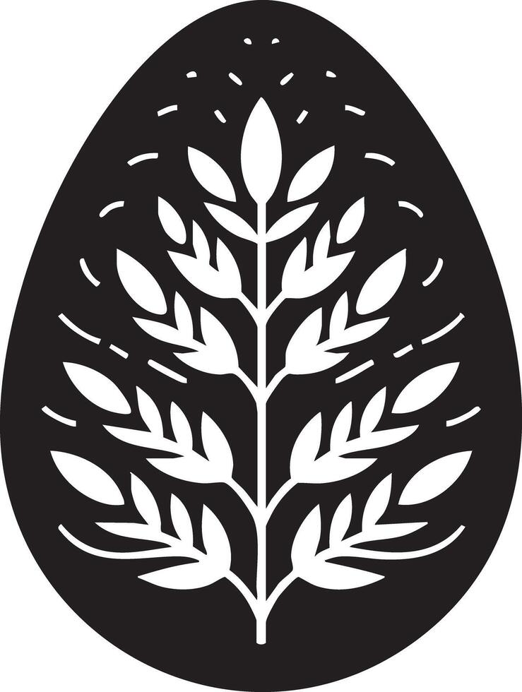 Decorative Easter Egg with Floral Branch Silhouette Design vector