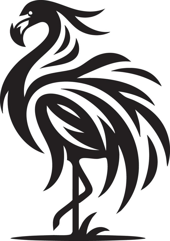Tribal Flamingo Silhouette Elegant Wild Bird Artistic Design vector