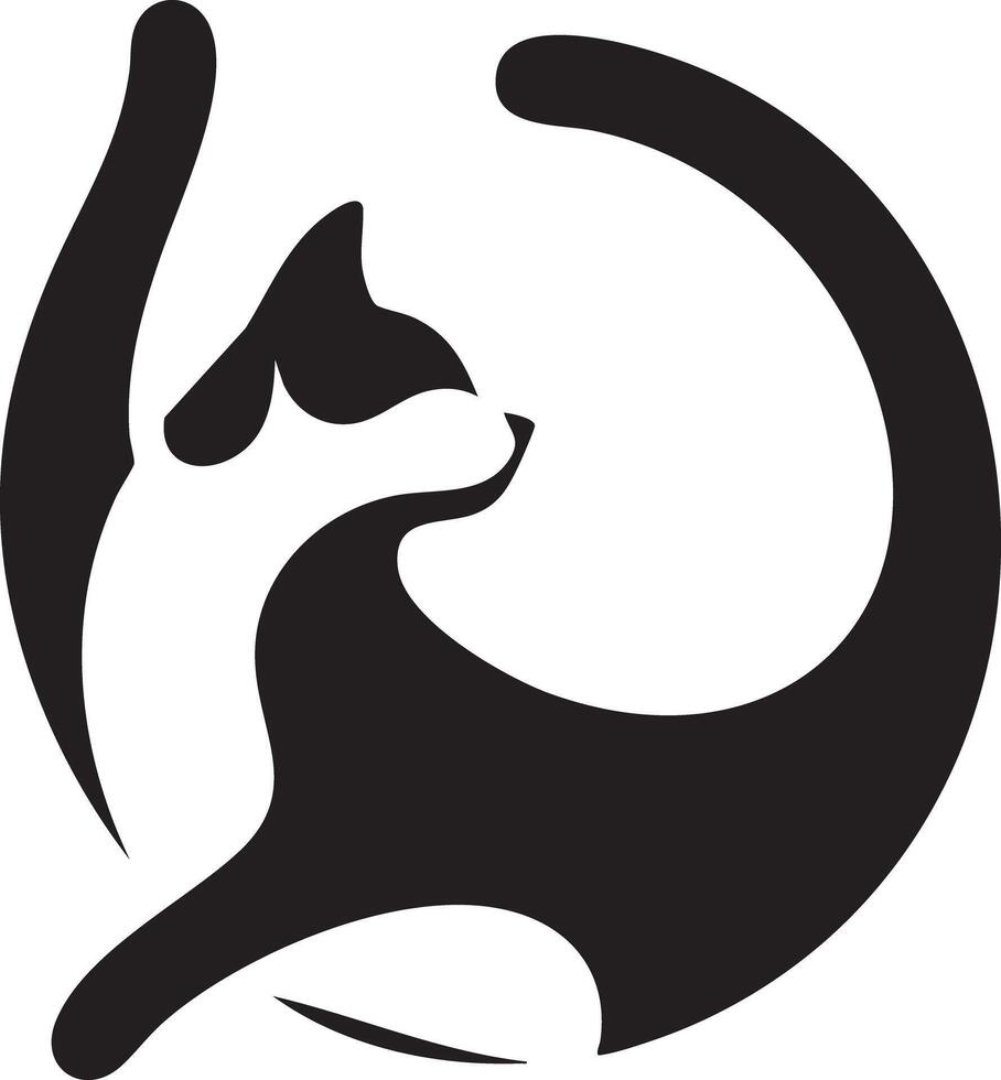 Abstract Stylized Cat Silhouette in Circle Abstract Art vector
