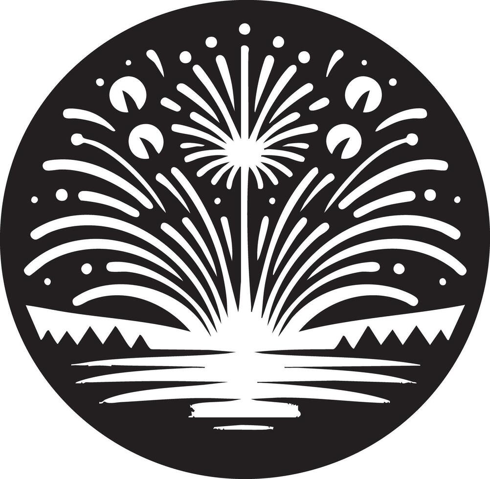 Festive Fireworks Display Over Calm Water and Shoreline Celebration vector
