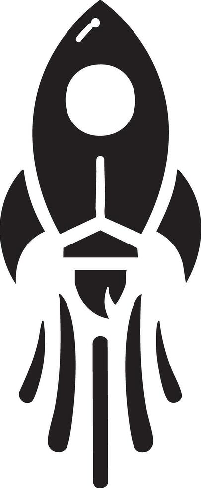 Stylized Rocket Launching Upward with Flames Abstract Icon vector
