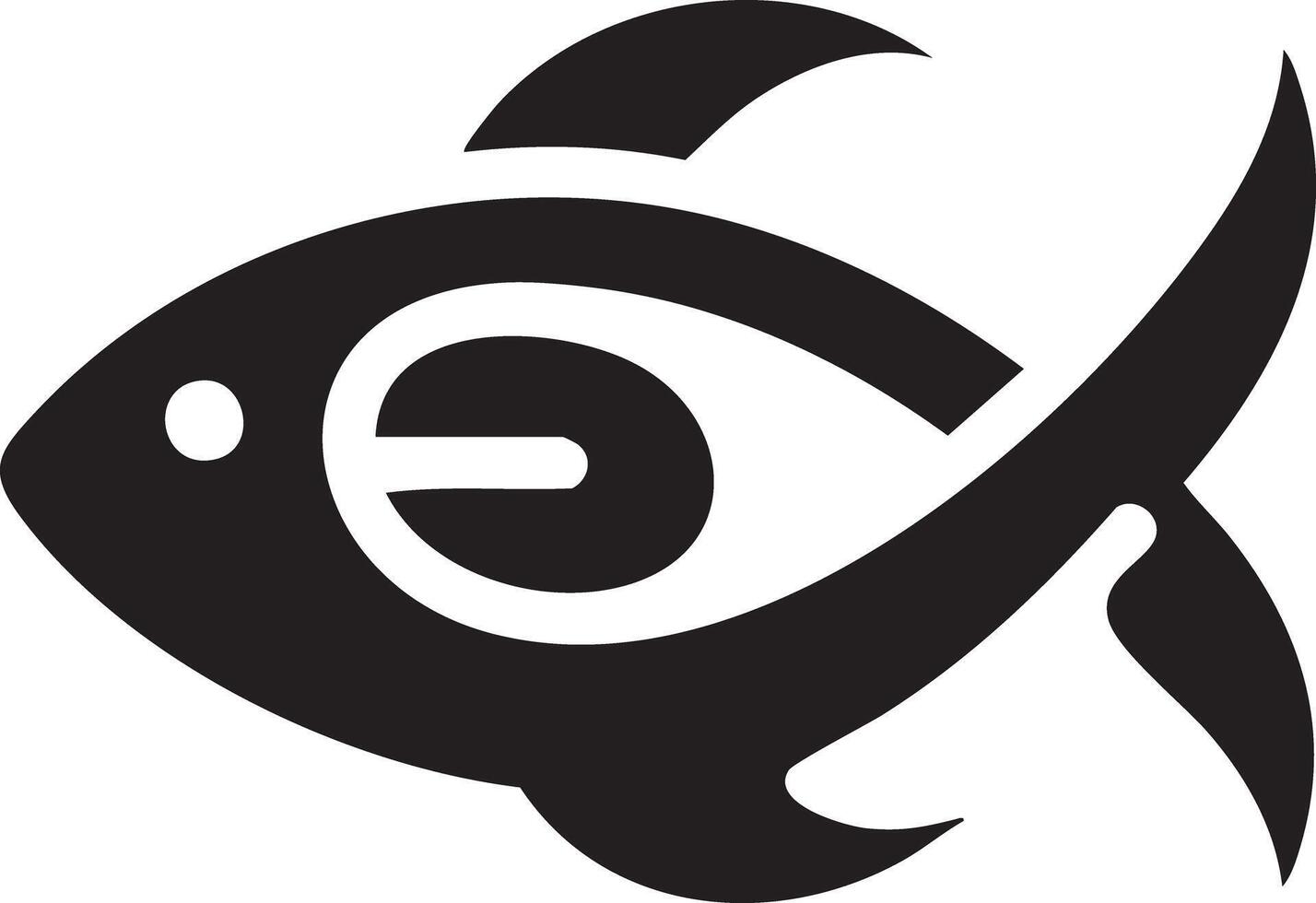 Stylized Black Fish Symbol With Abstract Eye Design vector