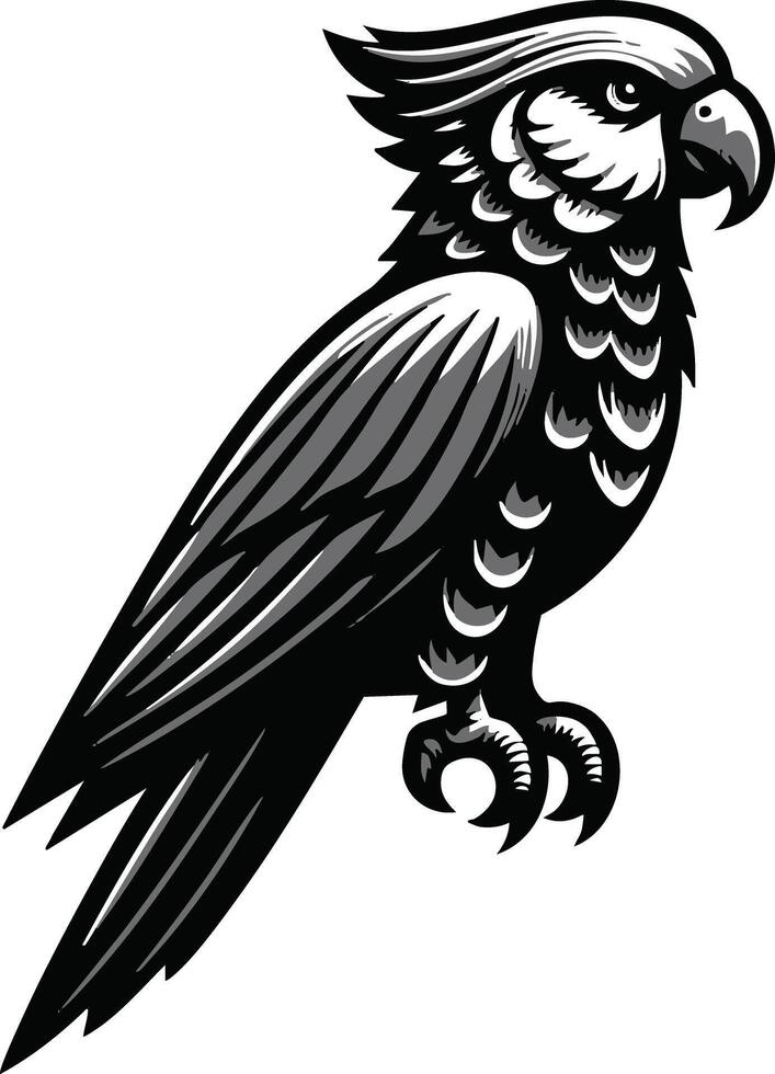 Artistic Tattoo Design Illustration of a Stylized Parrot vector