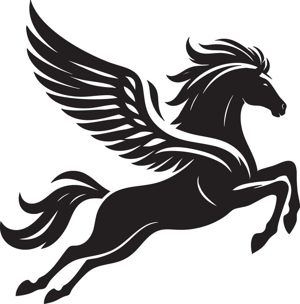 Majestic Winged Horse Flying Freely in a Stylized Artistic Design vector