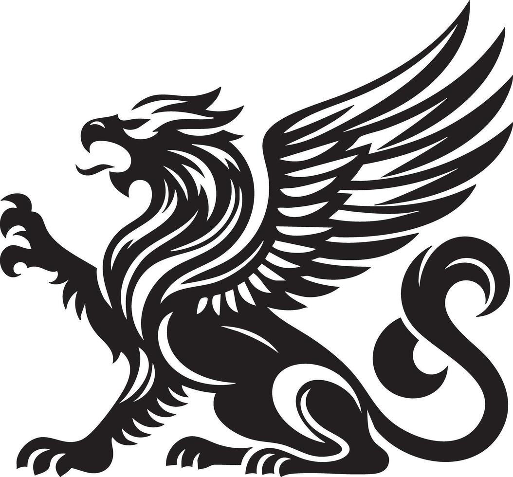 Majestic Griffin Mythical Creature Heraldic Symbol Fierce Wings Powerful Beast vector