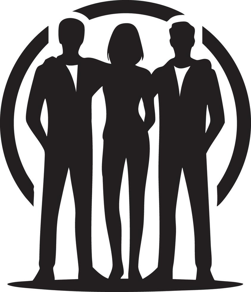 Three People Standing Together Embracing Friendship and Unity vector