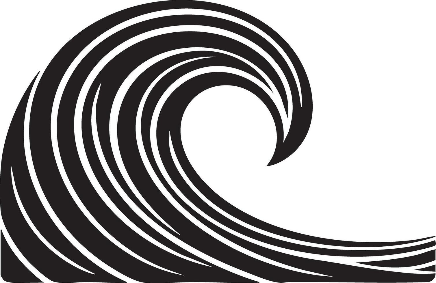 Stylized Black and White Ocean Wave Art Design Graphic vector