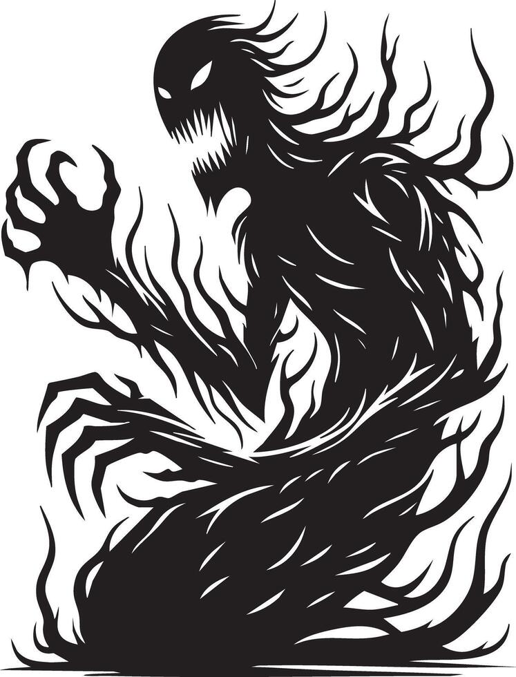 Dark Shadow Monster Evil Creature Silhouette Scary Gothic Horror vector