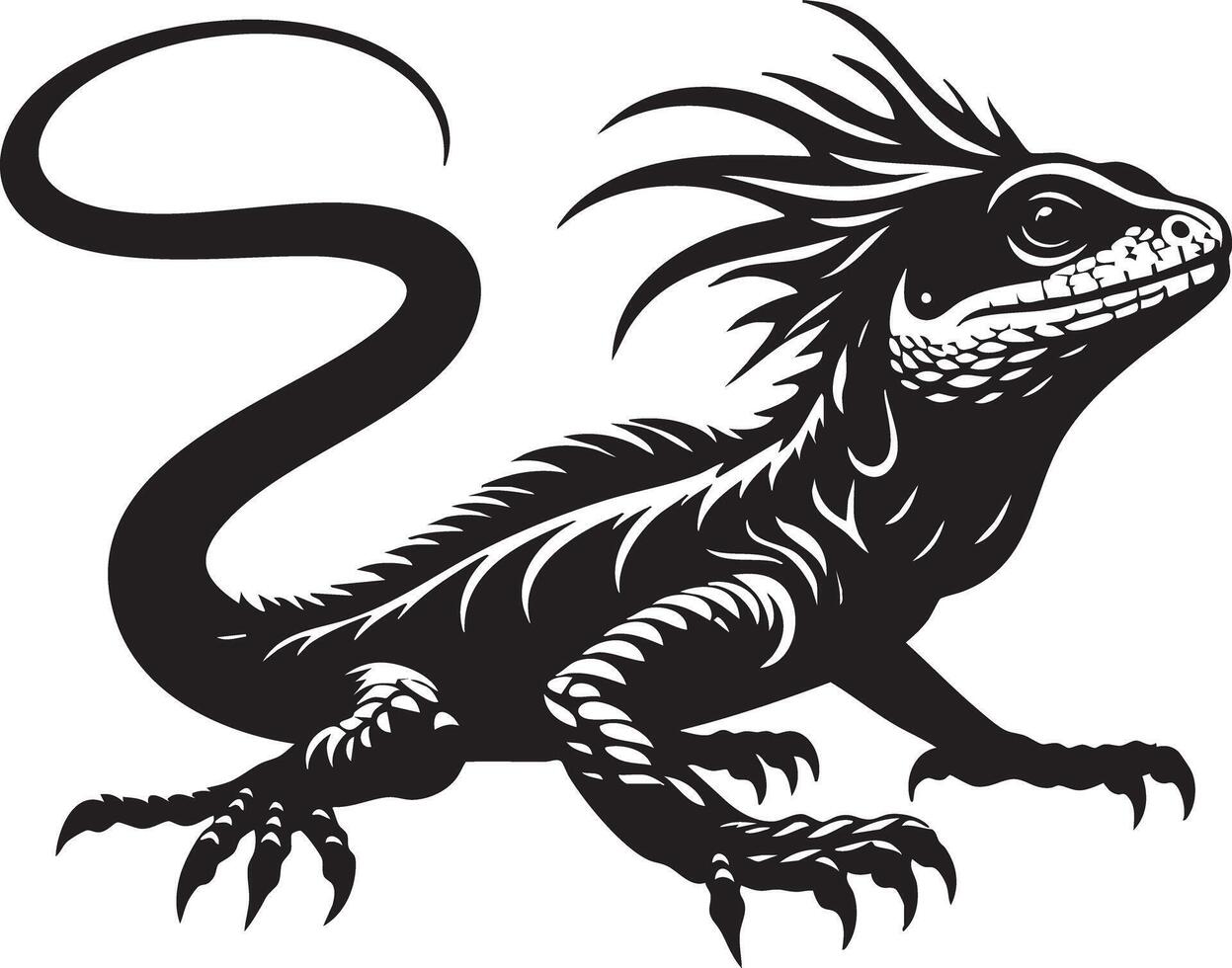 Striking Black and White Reptile Creature Design for Wildlife Art vector