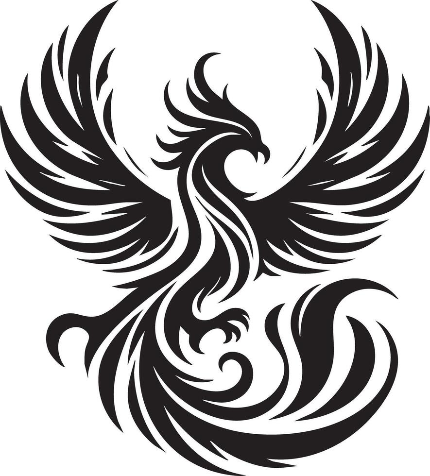 Majestic Fiery Phoenix Bird Rising With Spread Wings Isolated On White Background vector